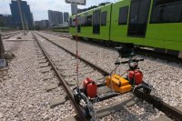 Ultrasonic double rail trolley UDS2-73 on rails, on-site training in Turkey, August 2020