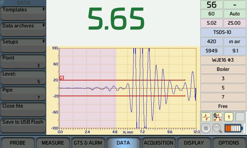 The interface of the UT thickness gauge