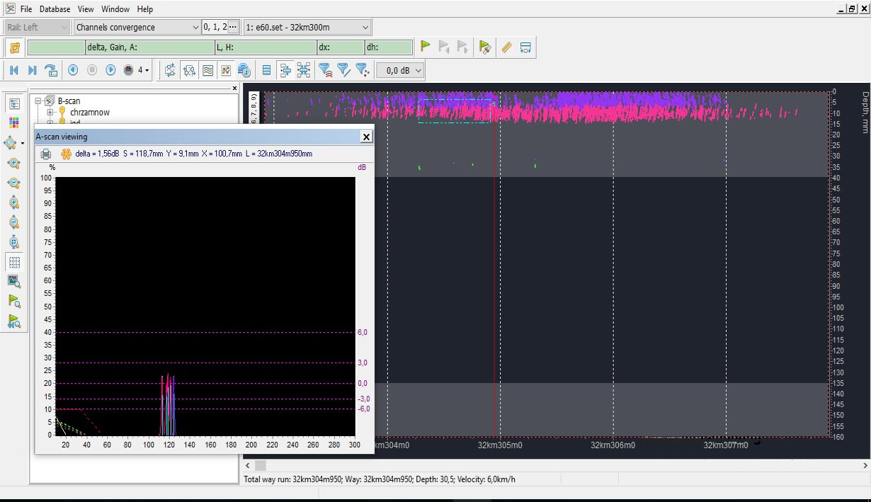 B-Scan of head checking type defects