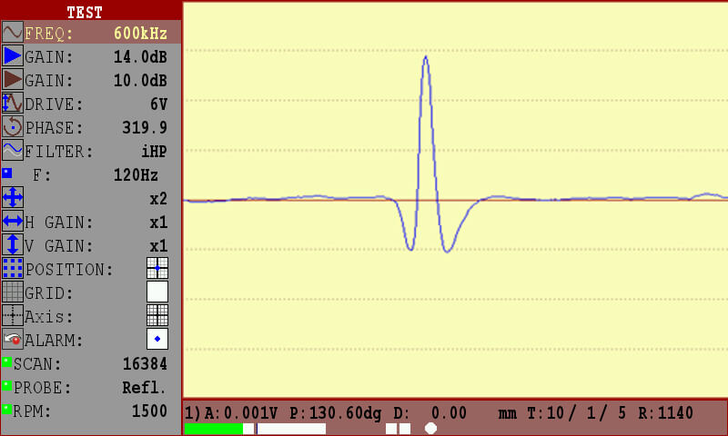 Eddy-current flaw detector Eddycon CL Different modes of full-screen presentation