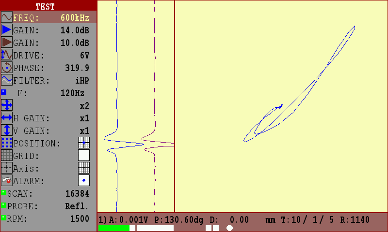 Eddy-current flaw detector Eddycon CL Different modes of full-screen presentation